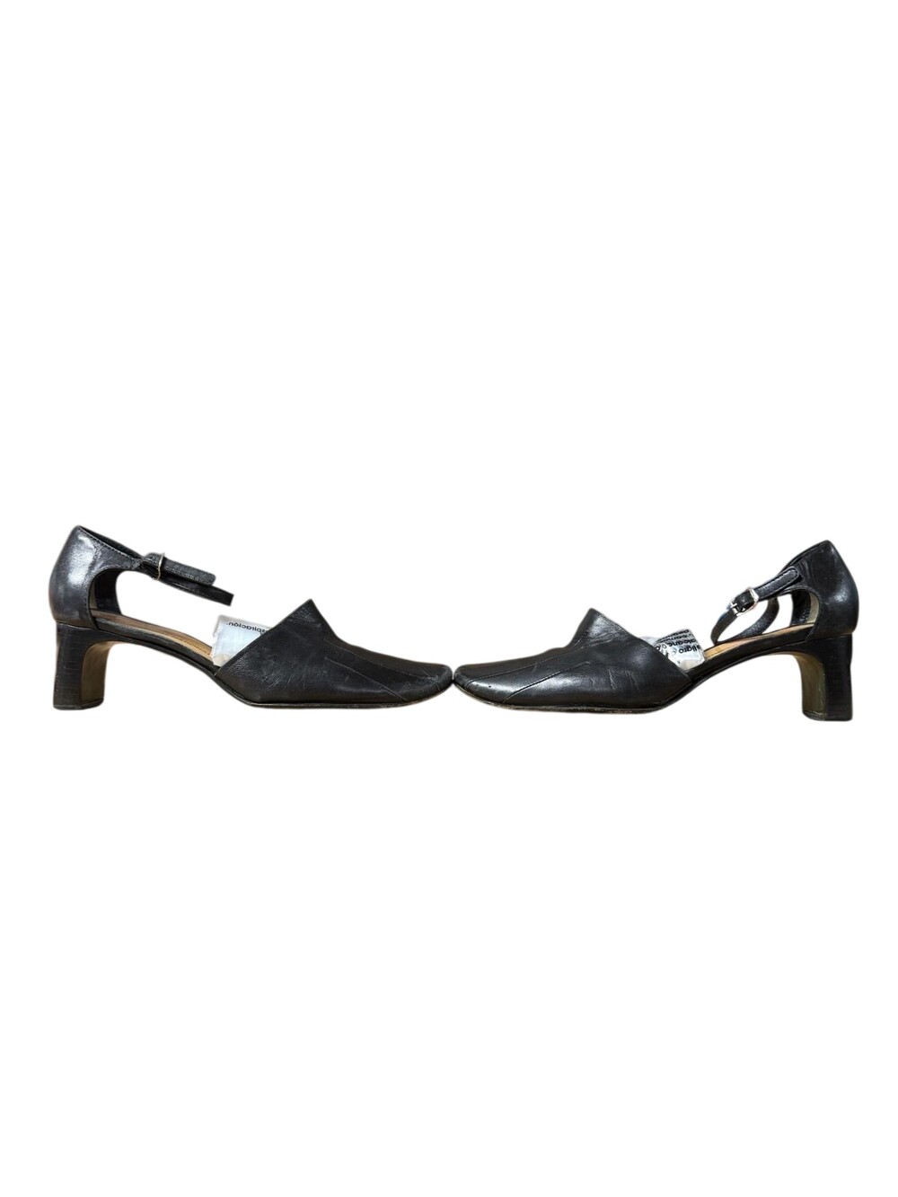 Vintage Costume National Heels Womens Size 6.5 Black Leather D'Orsay Strap Italy